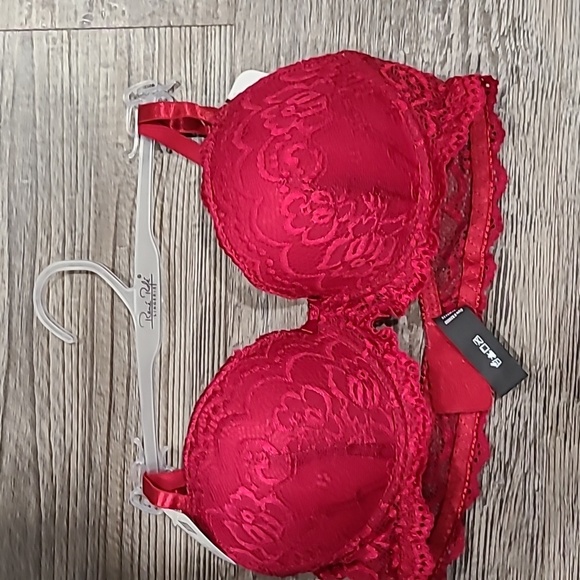 Rene Rofe Set of 2 Red and Pink Lace Bras Size 34B - Picture 2 of 11